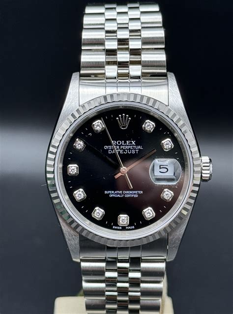 rolex con brillanti replica|Rolex Datejust 36 36mm Nero con Brillanti FULL SET like NEW.